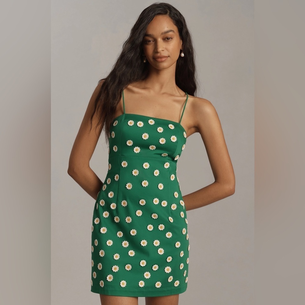 NWT! Anthropologie Daisy The Brynne 3D Spaghetti-Strap Dress by Maeve - 16 🍬 - Picture 1 of 4